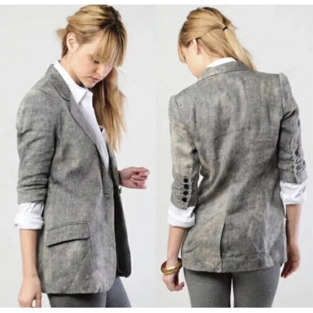 Elizabeth and James distressed linen blazer size 8